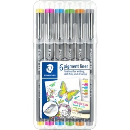 STAEDTLER Pen, Pigment, Liner, .5Mm, 6/St STD30805S2SB6